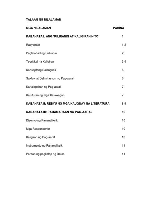 (PDF) FILIPINO 10 TALAAN NG NILALAMAN.